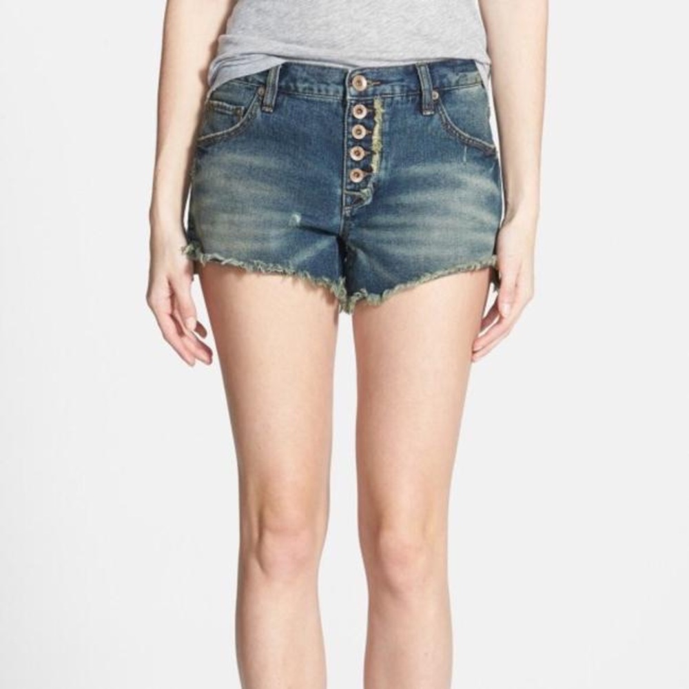 Free People Runaway Slouch Distressed Cutoff Short
